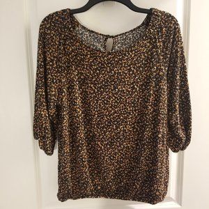 LOFT Leopard Print 3/4 Sleeve Top